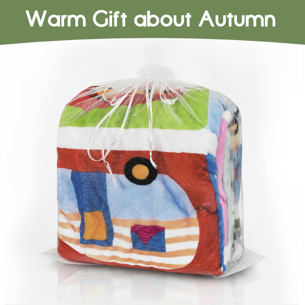 Camping Gifts Blanket for Women Men,Happy Campers RV Owner Campsite Travel Hiking Birthday Gifts Fleece Flannel Throw Blanket for Home Living Room Couch Bed Chair Dorm Decor 60x50