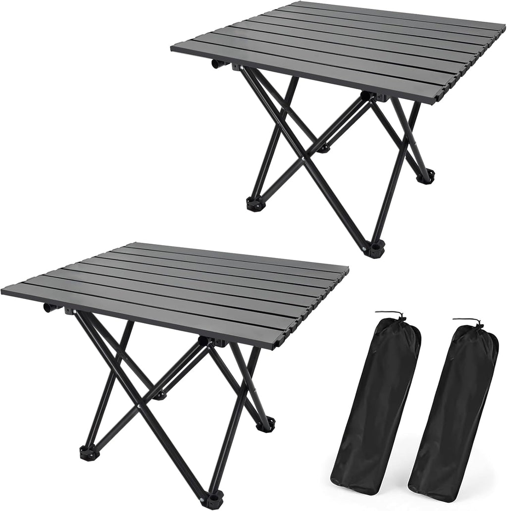 2 Pack Camping Table Foldable, Portable Folding Beach Table, Black-M