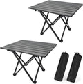 2 Pack Camping Table Foldable, Portable Folding Beach Table, Black-M