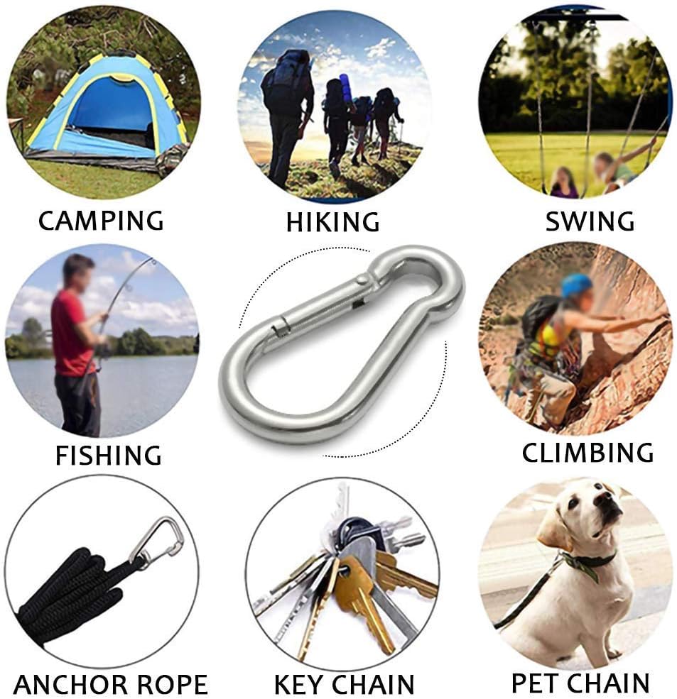 Large Stainless Steel Snap Hook Carabiner, Heavy Duty Outdoor