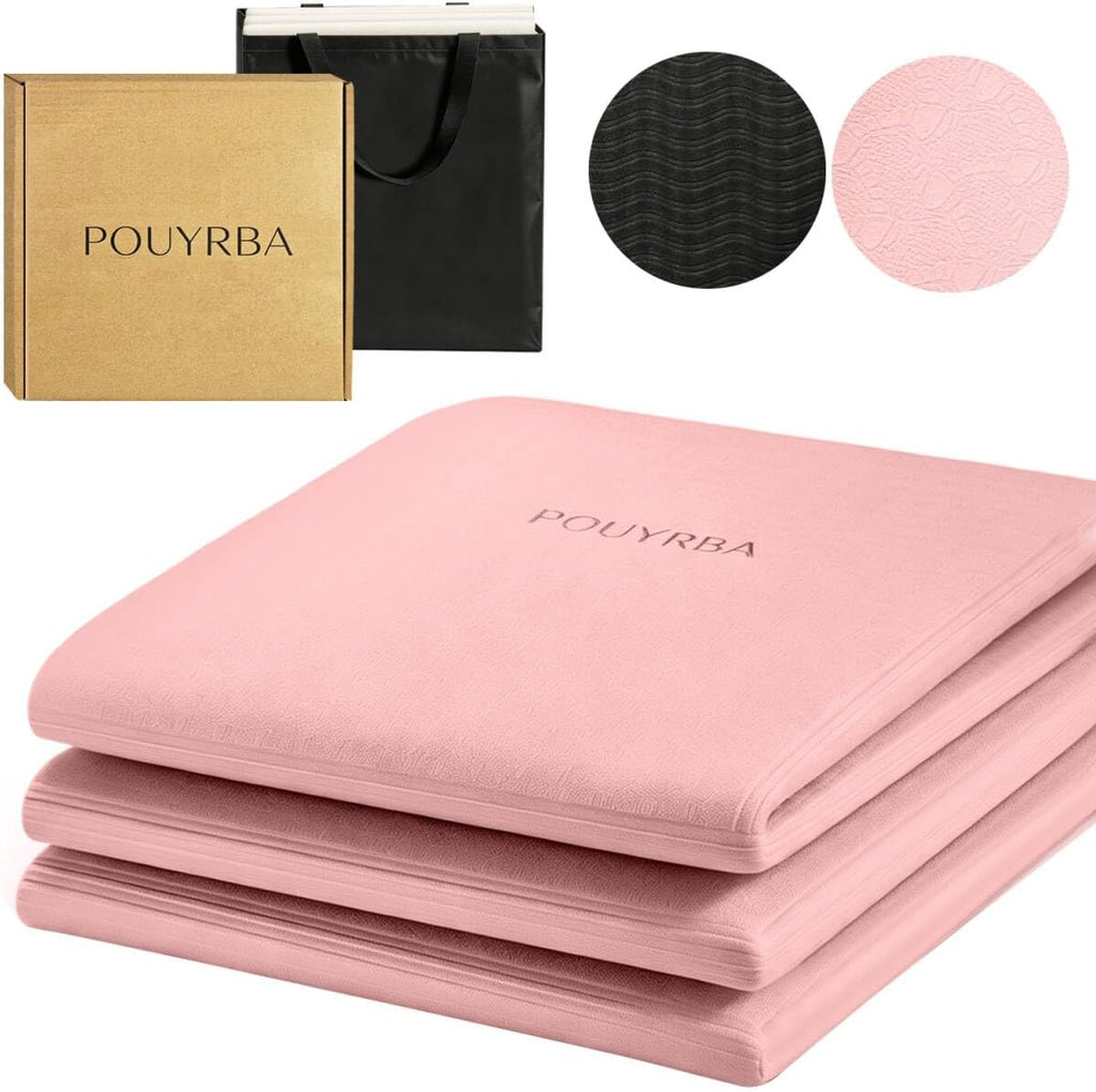 Foldable Yoga Mat for Travel, 6mm Thick TPE Non-Slip Pilates Exercise Mat, Portable Folding Yoga Mat 72"x24"x0.24" with Carry Bag, Compact Travel Yoga Mat for Home Workout Gym Stretching & Outdoor