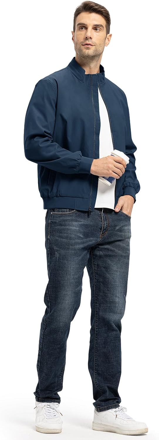 TBMPOY Men's Lightweight Jackets Casual Windbreaker Stylish Light Fall Spring Golf Work Dress Business