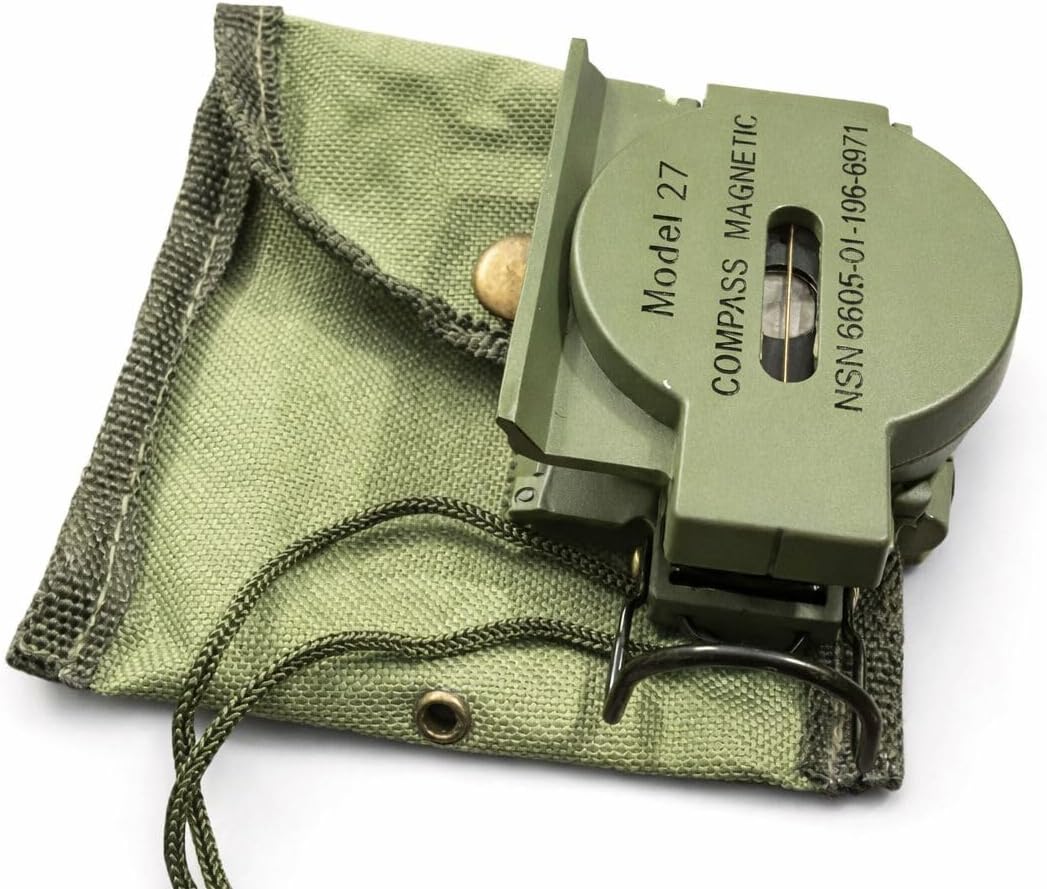 US Military Style Phosphorescent Waterproof Lensatic Compass Accurate Hand Held Compasses with Pouch for Hiking Camping Navigation Survival Backpacking Orienteering