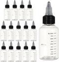 BENECREAT 15 Pack 50ml Transparent Plastic Dispensing Bottle with Twist Cap and Graduated Measurement for Liquids, Inks, Oils, Arts and Crafts