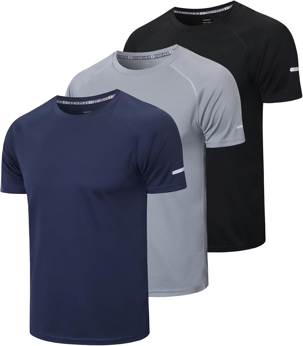 frueo Men's 1/3 Pack Workout Shirts Quick Dry Mesh Athletic T-Shirts