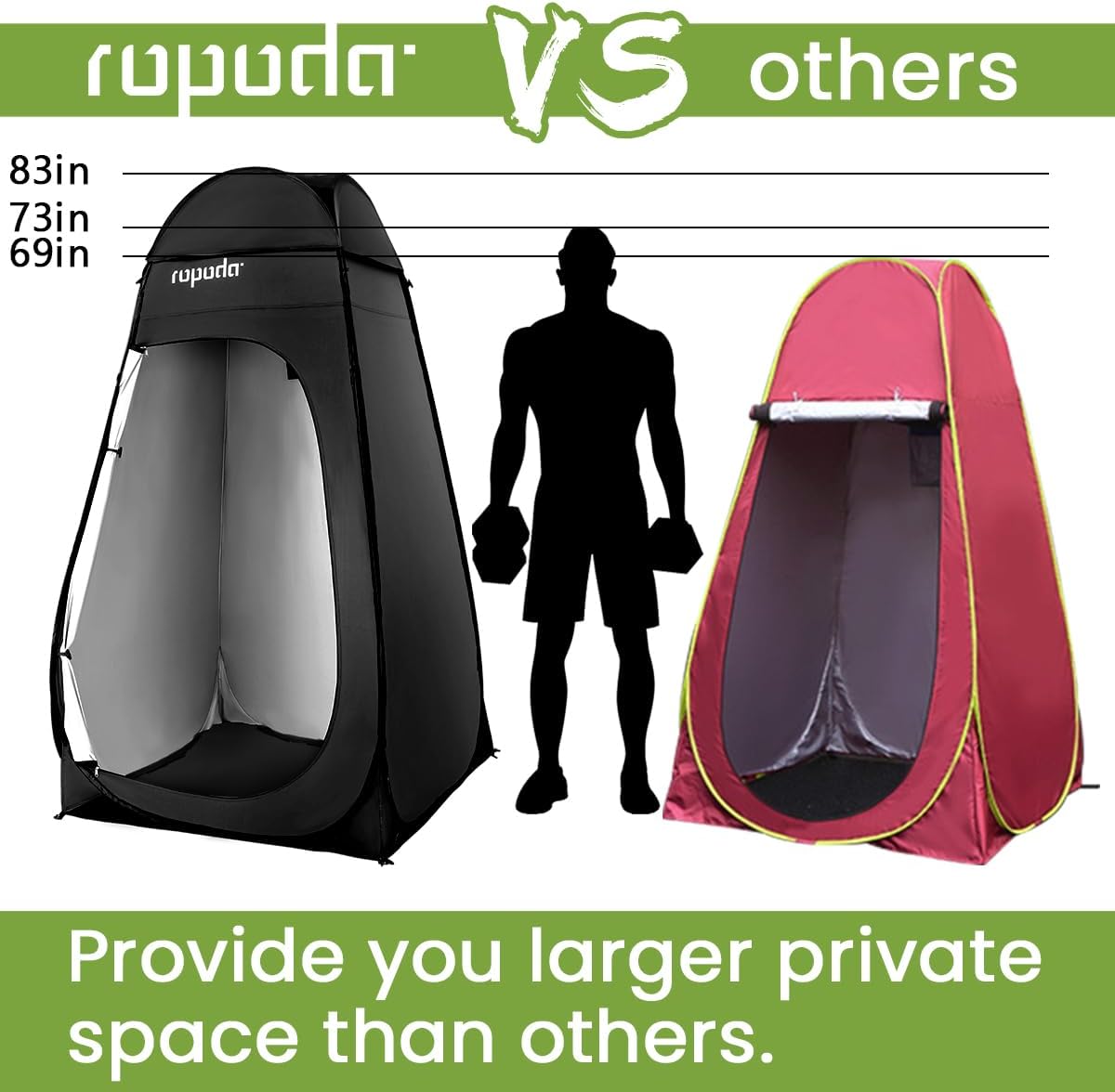 ropoda Pop Up Changing Tent 83" x 48" x 48", 6.9FT Upgrade Shower Tent