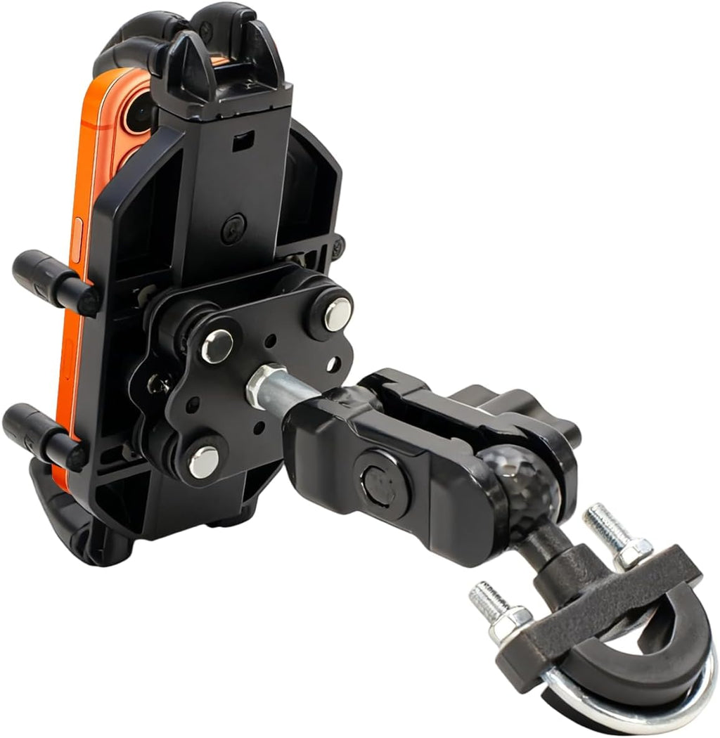 Motorcycle Phone Mount Holder, Motorcycle Cell Phone Holder with Vibration Dampener, 360° Rotate Adjustable Bike Phone Mount Handlebar Cellphone Holder for 5.2''-6.6'' Smartphones
