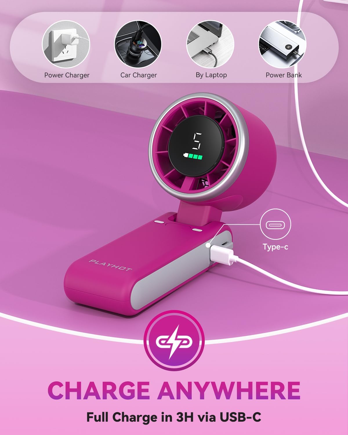 PlayHot Portable Handheld Turbo Fan, Travel Essentials, Gifts for Women/Men