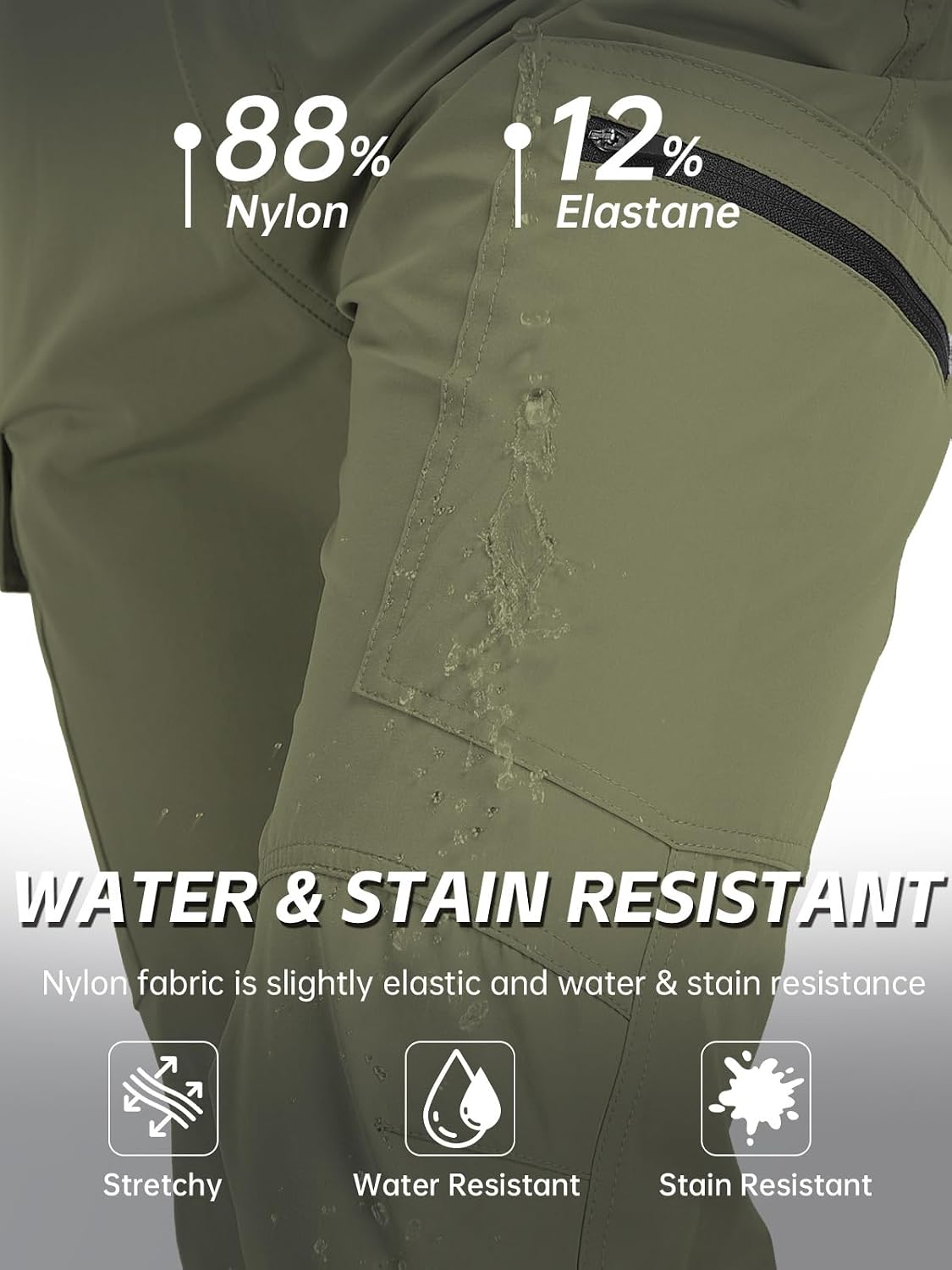 Men's Hiking Cargo Pants Water Resistant Quick Dry Lightweight Pants with 6 Pockets Tactical Work Pants
