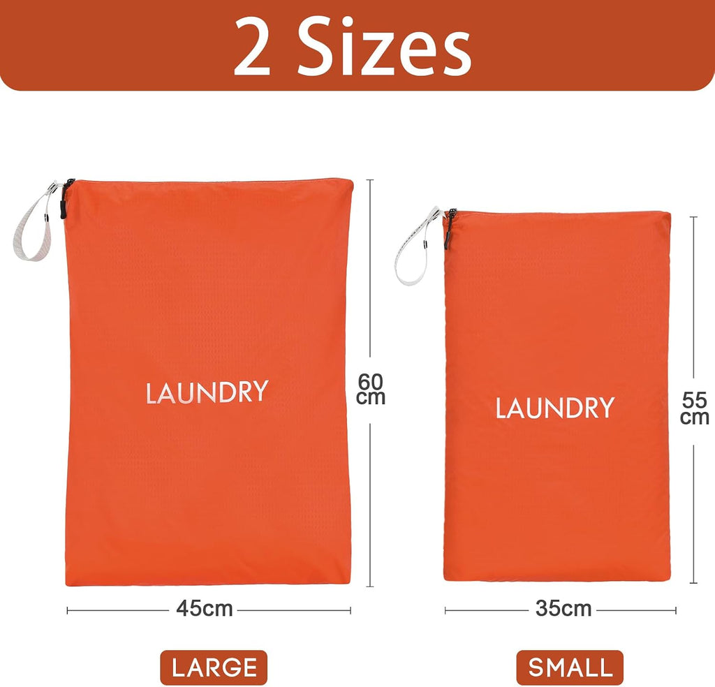 WiseBoy 2-Pack Laundry Bags, Travel Dirty Clothes Bag Zippered with Handle