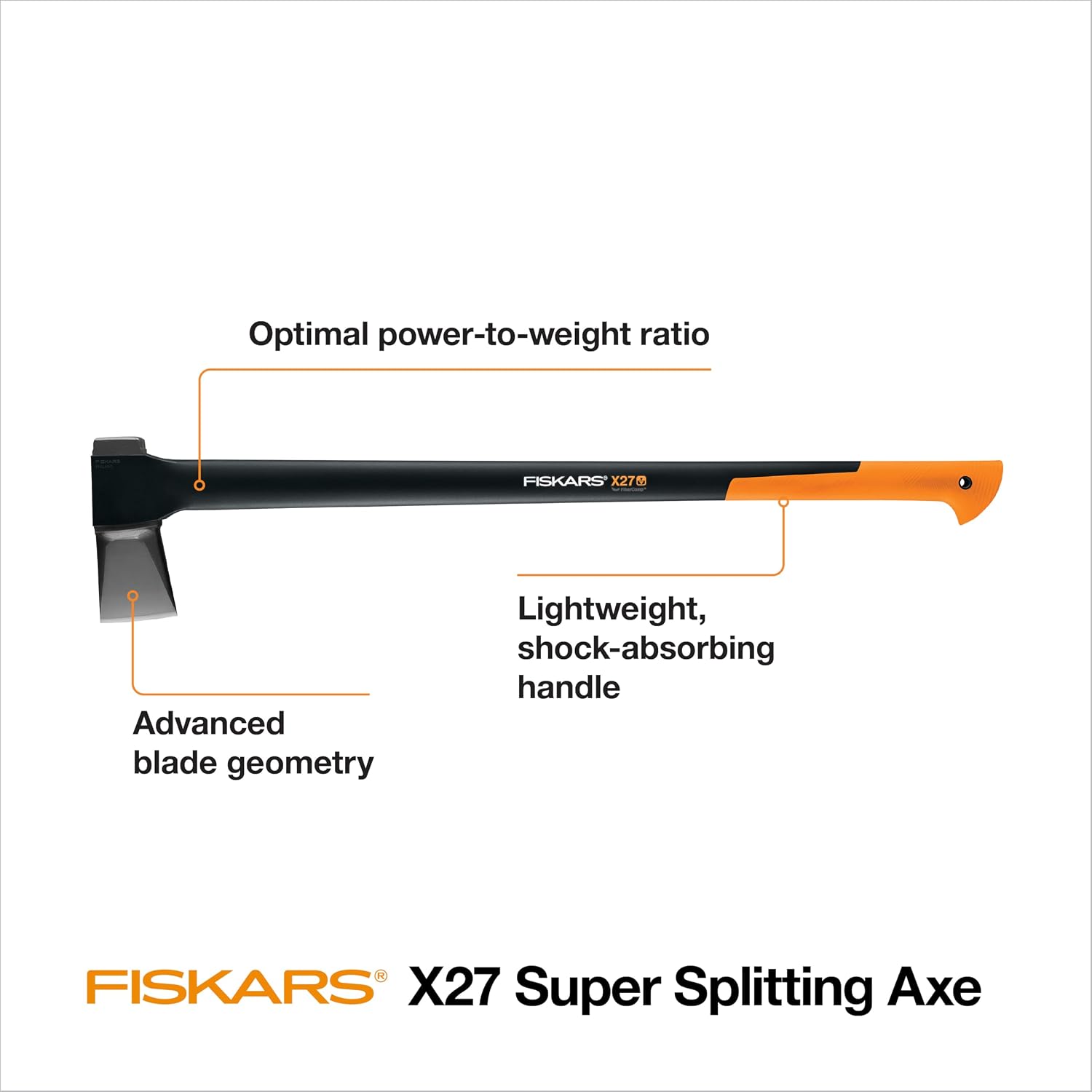 Fiskars X27 Super Splitting Axe 36", for Taller Users on Large Logs
