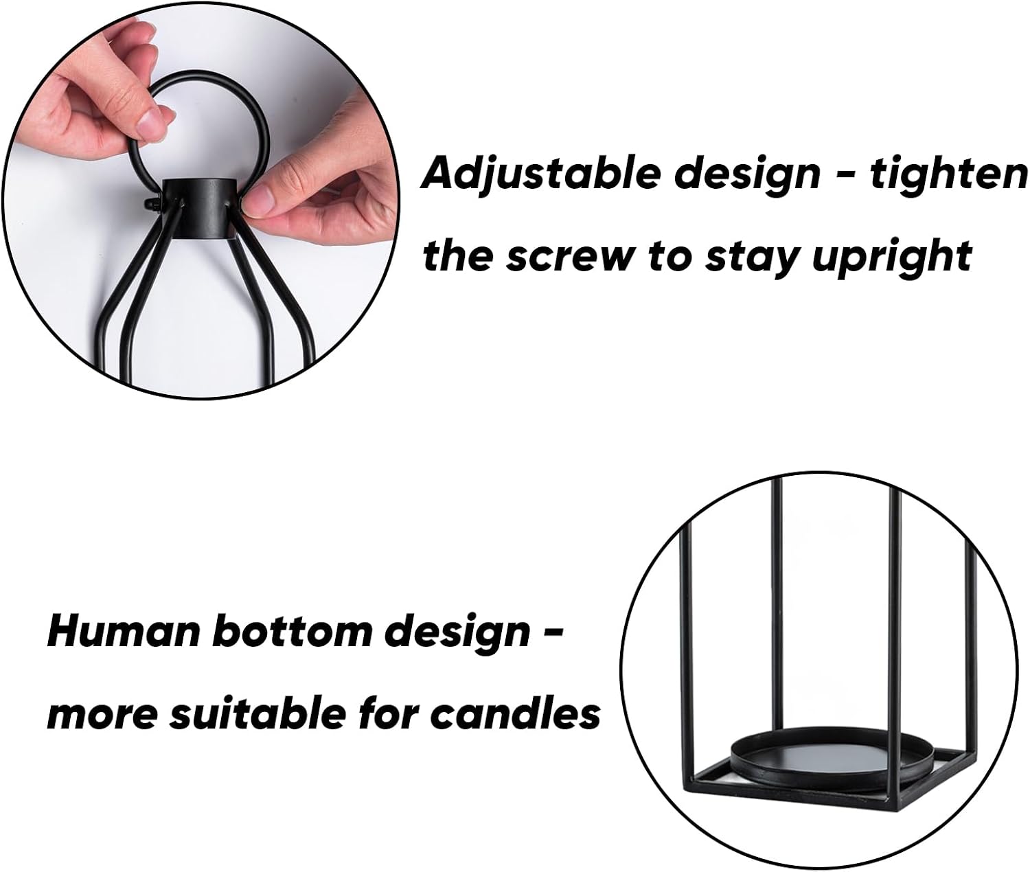 Homemory Modern Farmhouse Black Metal Lanterns 2PCS with Flameless Candle