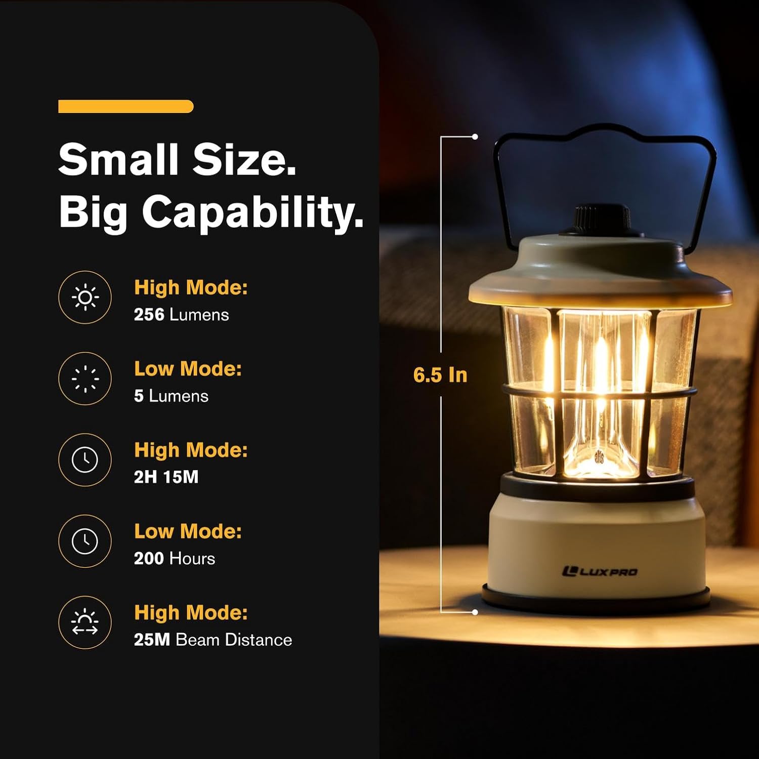 LUXPRO Retro Outdoor Lantern, Battery Lamp Camping Lantern LED Light, Beige