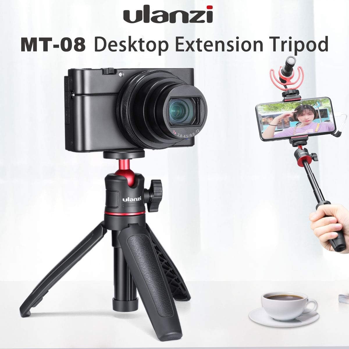 MT-08 Black Mini Tripod for Camera, 1/4" Screw Universal Tripod