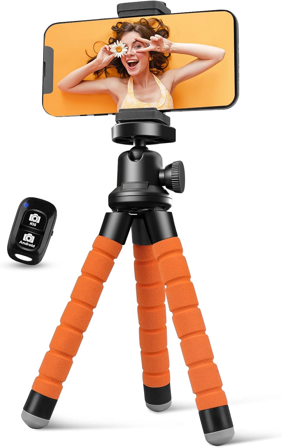 Aureday Phone Tripod, Flexible Tripod for iPhone and Android Cell Phone, Come with Wireless Remote and Clip for Video Recording/Vlogging/Selfie