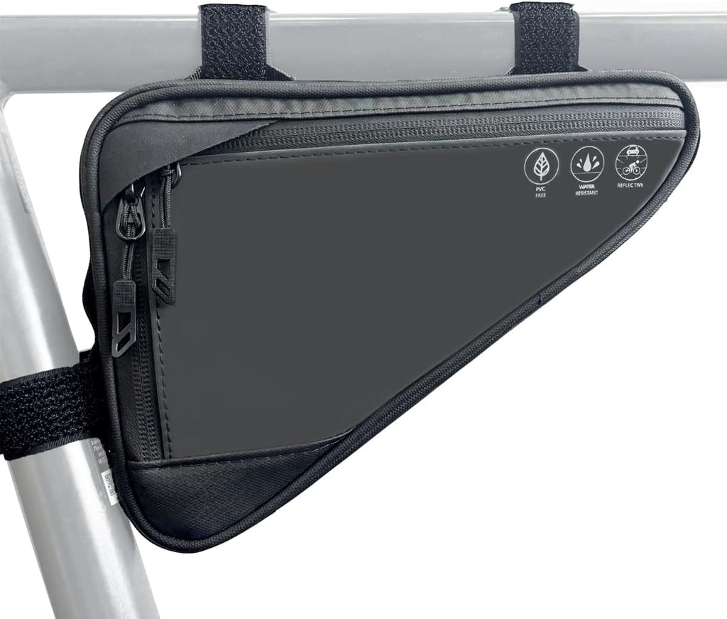 Bike Frame Bag, Reflective Water-Resistant Bicycle Triangle Pouch | 2L Two Side Pockets, Cycling Storage Tool Accessories Pouch for Mountain Road Bike