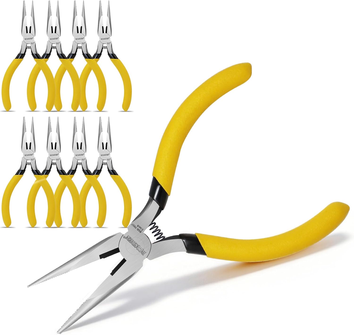BOOSDEN 5" Mini Needle Nose Pliers for Jewelry Making, 10 Pack Pliers Bulk