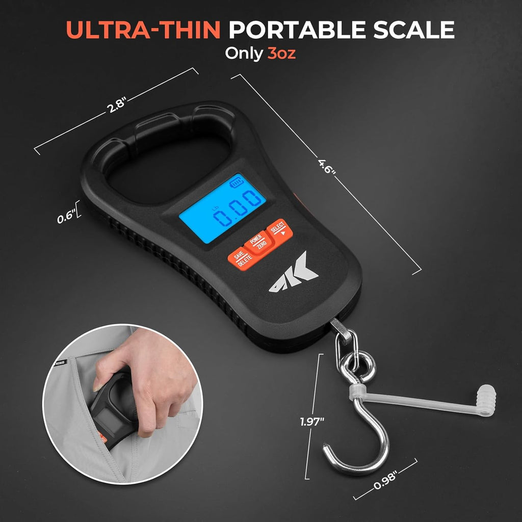 KastKing ToughTide USB Charging Fish Scale with Lip Gripper, Black Combo