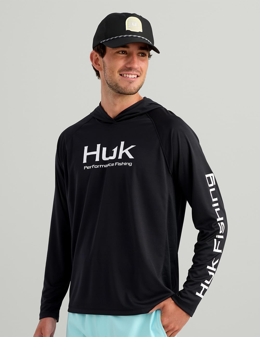 HUK Mens Pursuit Vented Long Sleeve Hoodie, Fishing Shirt with Hood