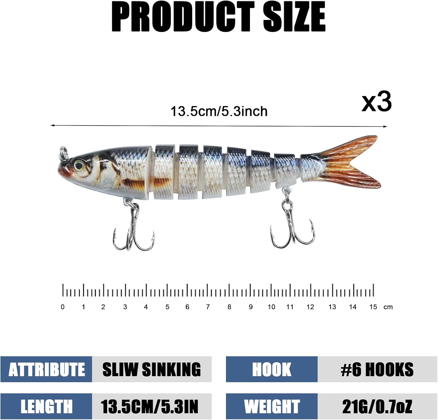Fishing Lures for Bass Trout Topwater Multi Jointed Swimbaits