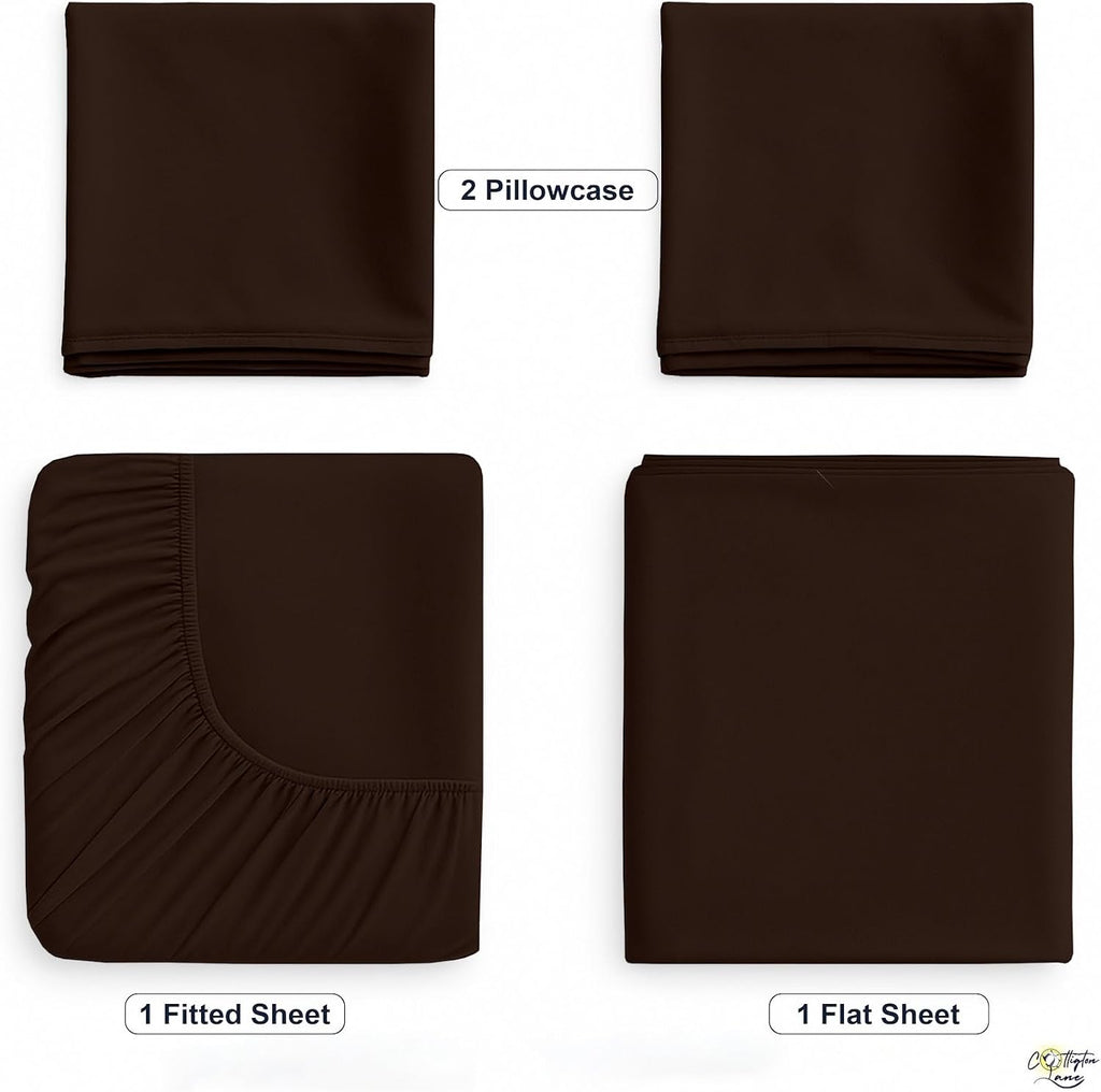 Cottington Lane 4 Piece Cot Sheets Set 32 x 75, Premium Egyptian Cotton Sheets, Perfect for Narrow Twin, Camp Bunk, Army Cots, Trifold Mattress, Camping Cot, Guest Bed Replacement, Chocolate