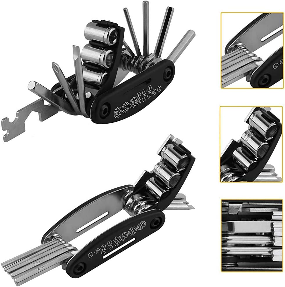 Bike Saddle Bag with Repair Tool Kits, Bicycle Saddle Bag with Repair Set, Bike Bag Under Seat, Bike Seat Bag, Bike Storage Bag with 16-in-1 Multifunction Tool Kits