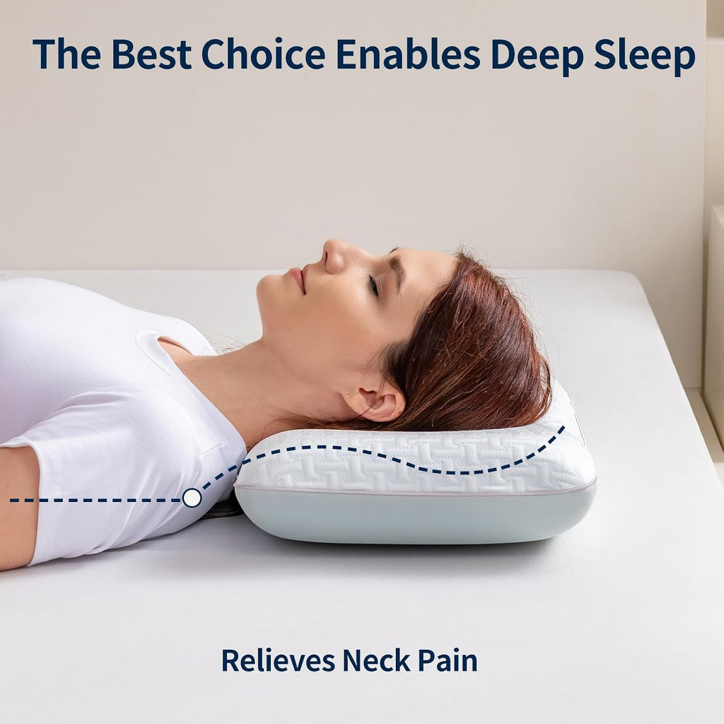 Memory Foam Bed Pillows for Camping, Pillow for Travel Nap Office,Pillow for Side and Back Sleeper, Pillow for Neck Pain Relief, Washable Removable Breathable Cover, Soft