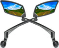 BriskMore Handlebar Bike Mirror - Crystal Clear HD Glass, 360° Adjustable&Foldable Mirror for Safe Riding, Wide Angle Rearview for E-Bikes, Mountain Bikes & Scooters,Bicycle Mirror