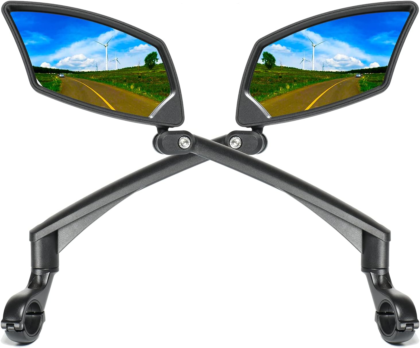 BriskMore Handlebar Bike Mirror - Crystal Clear HD Glass, 360° Adjustable&Foldable Mirror for Safe Riding, Wide Angle Rearview for E-Bikes, Mountain Bikes & Scooters,Bicycle Mirror
