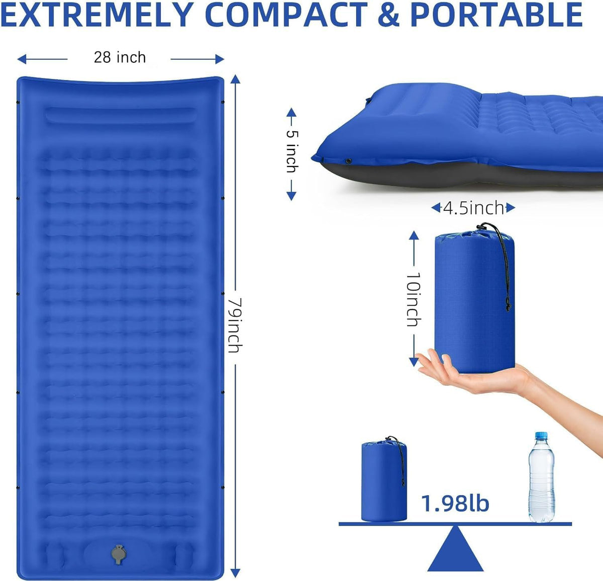 FNARMW Extra Thick Camping Sleeping Pad with Built-in Pillow & Foot Pump