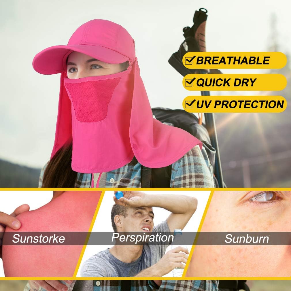 CRISTGEE Foldable Sun Cap, Fishing Hats, UPF 50+ Protection Caps with Face Mask Neck Flap