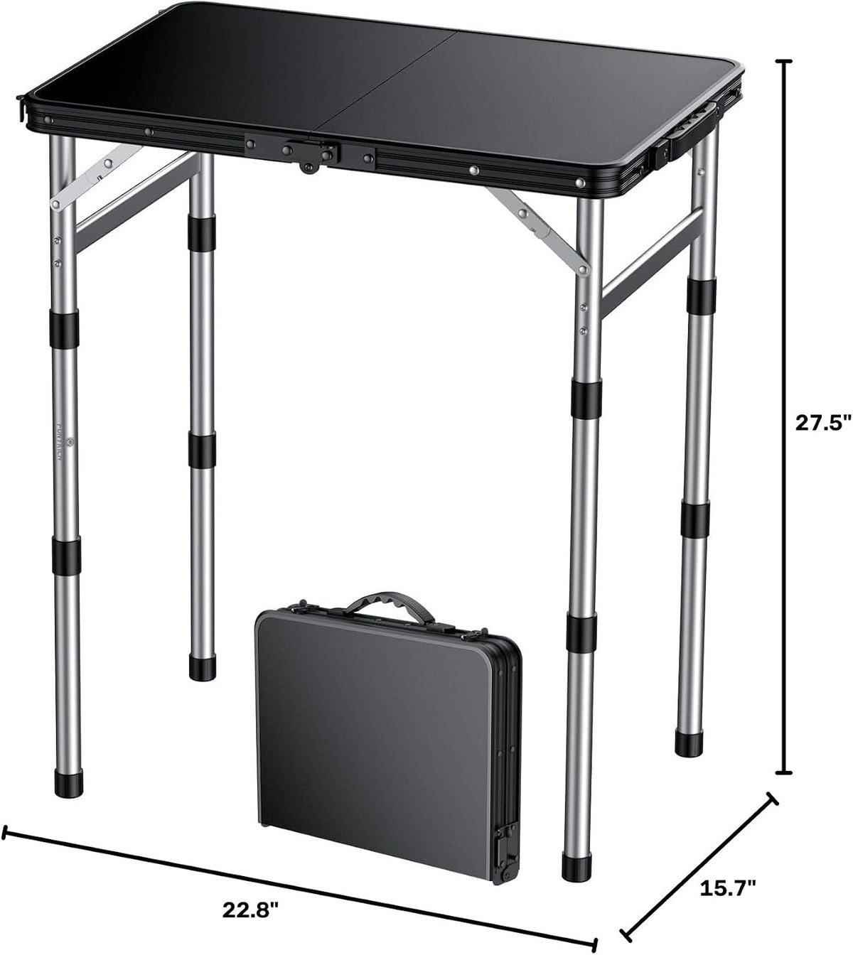 FUNYKICH Waterproof Folding Camping Table, 3 Height Adjustable Max 27.5''