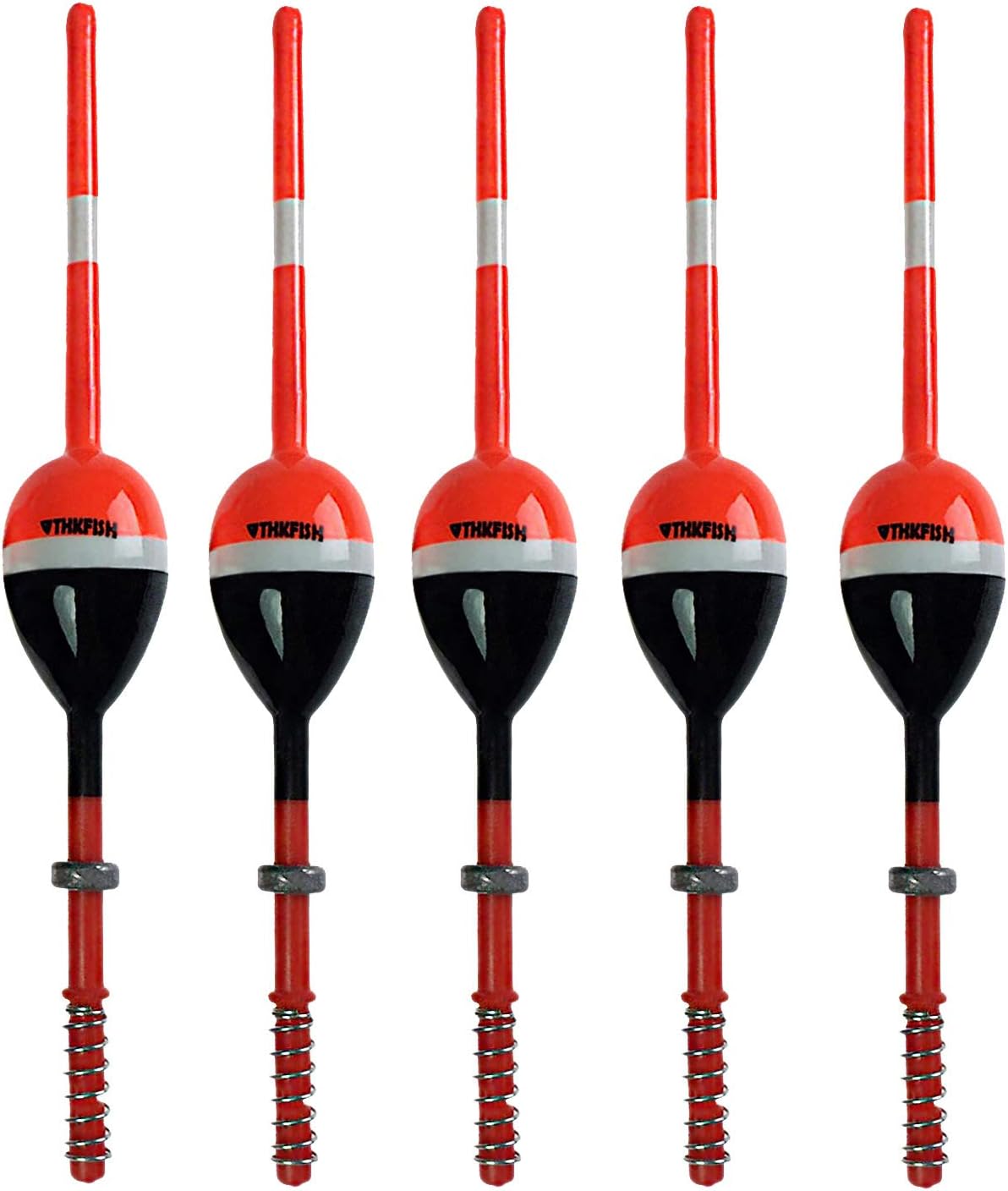 THKFISH Balsa Wood Spring Bobbers with Oval Slip Bobbers, Fishing Floats