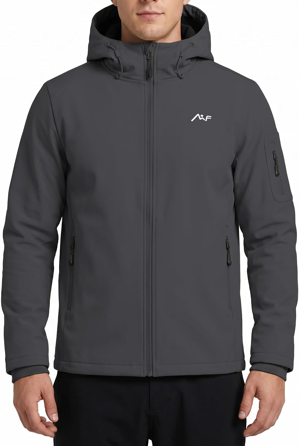 WULFUL Men's Lightweight Softshell Jacket Warm Fleece Lined Windbreaker Waterproof Soft Shell for Outdoor Hiking