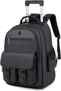 FANDARE Rolling Laptop Backpack Convertible Luggage Backpack with Wheels Travel Daypacks Multi-Functional Carry-On for Business Trip Men Lifestyle Outdoor Urban Waterproof PU Film Backpacks Black