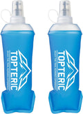 Collapsible Soft Flask Water Bottle, TPU Soft Folding Flexible Water Bottles for Hydration Pack/Running Vest, BPA/PVC Free, Ideal for Running Hiking Cycling Climbing (350ml-2 Pack)