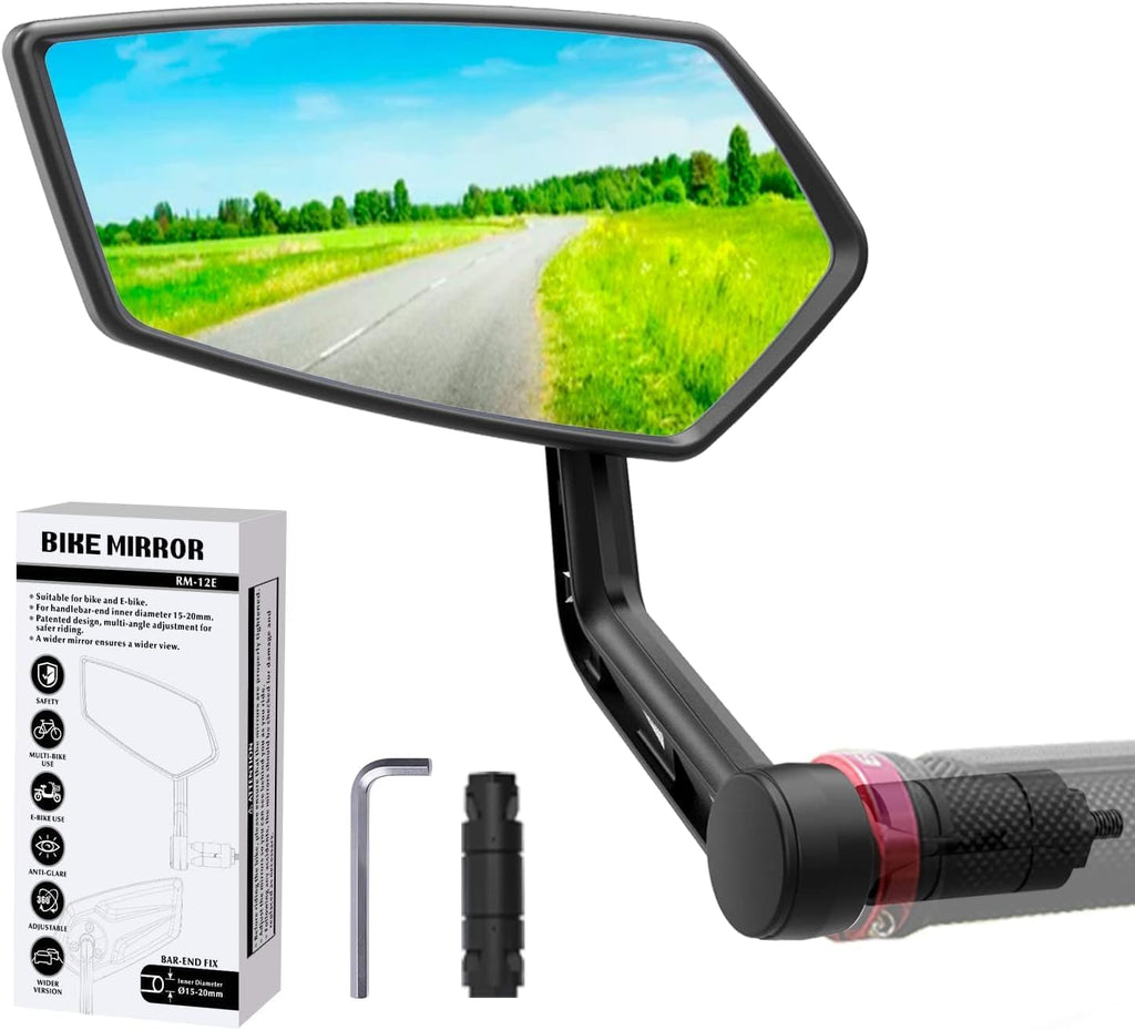 RBRL Bike Mirror Bar End Bike Mirror, Rotatable Bicycle Mirror, Automotive Grade Glass Bike Side Mirrors, Scratch Resistant E-Bike Universal Rearview Mirrors for Mountain bike (Right)