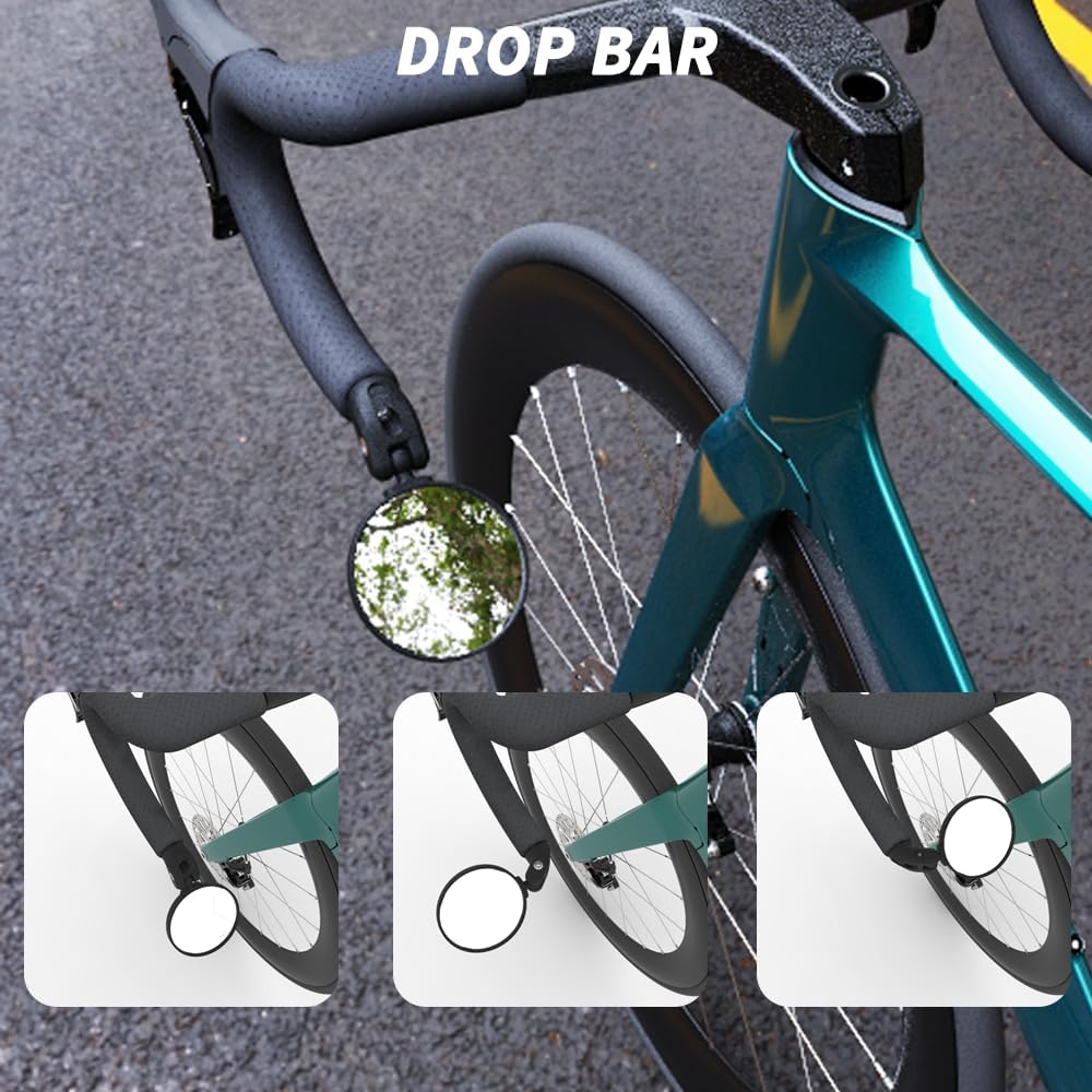BriskMore Bike Mirrors,Bike Bar End Mirror, HD Glass Convex Lens Bicycle Rearview Mirror, Safe Cycling Rearview Mirror, Easy to Install