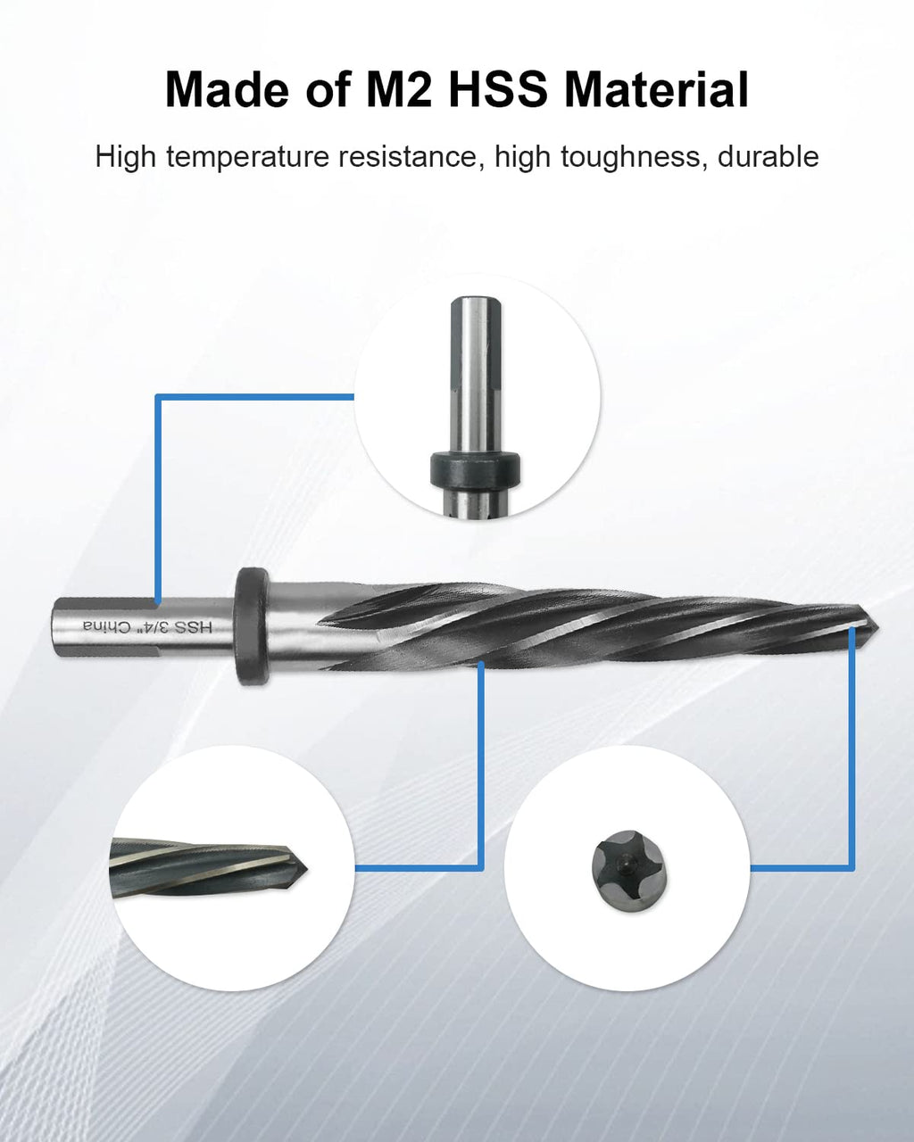 3/4" Drill Bridge/Construction Reamer Bit with 1/2" Shank HSS Taper Chucking Reamer Bit Tool for Steel Metal Wood Alloy Drilling Hole