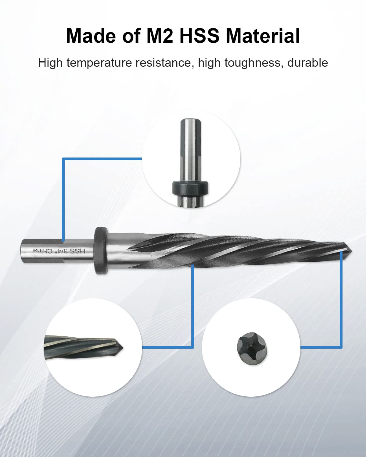 3/4" Drill Bridge/Construction Reamer Bit with 1/2" Shank HSS Taper Chucking Reamer Bit Tool for Steel Metal Wood Alloy Drilling Hole