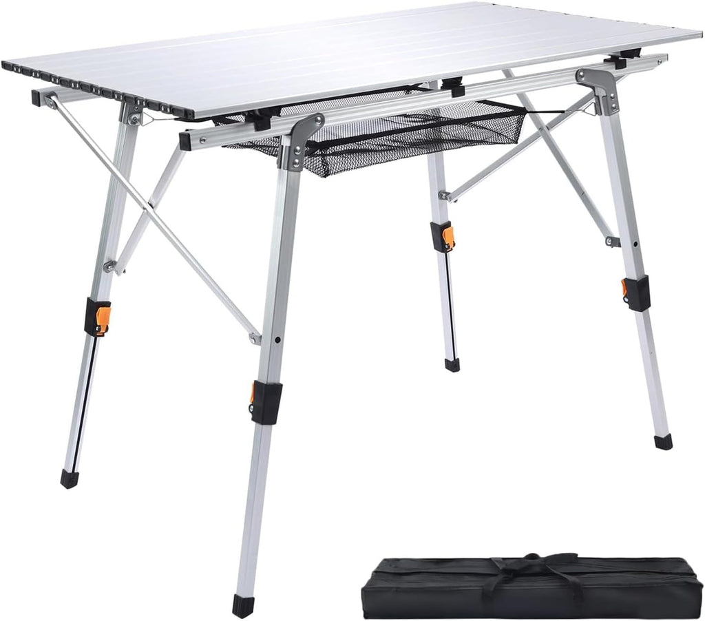 JOUYEK Folding Outdoor Camping Table, Lightweight Aluminum Camp Table White