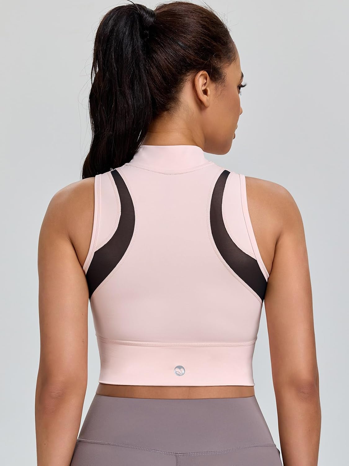 AARYA Zip Front Cropped Workout Tank Tops with Built in Bra