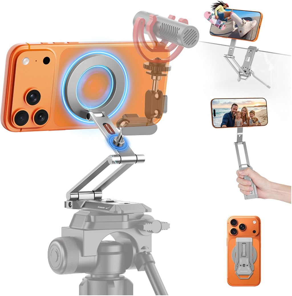 OMOTON TP06-E [3-Adjust] Sturdy Magnetic Phone Tripod for iPhone 17, Sliver