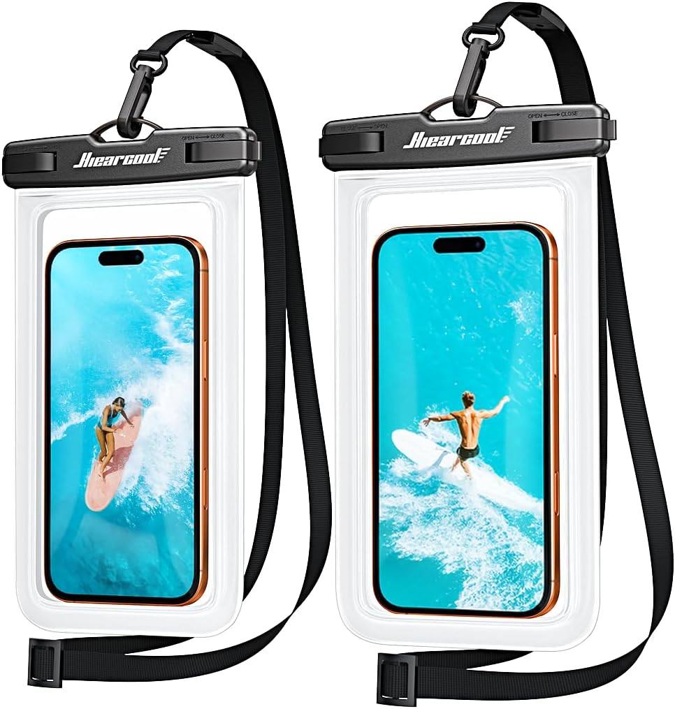 Hiearcool Waterproof Phone Pouch, Waterproof Phone Case, 2-Pack Clear