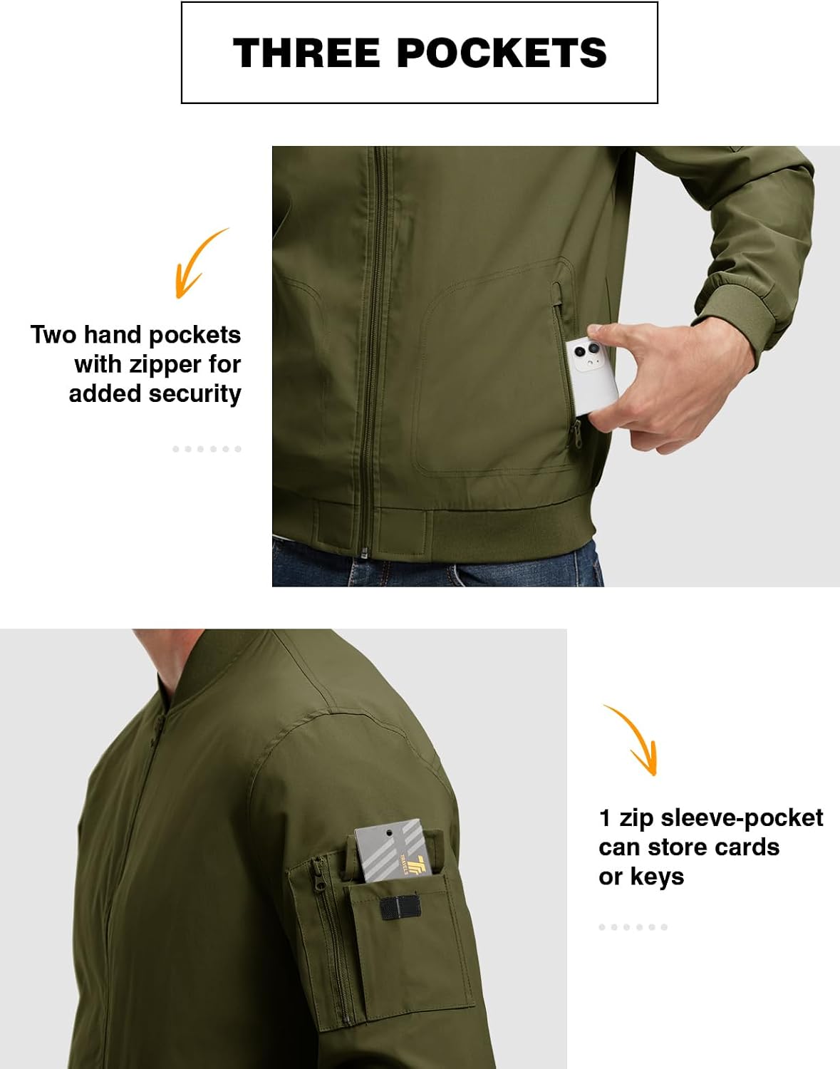 TBMPOY Men's Lightweight Jackets Casual Dress Golf Bomber Windbreaker Fall