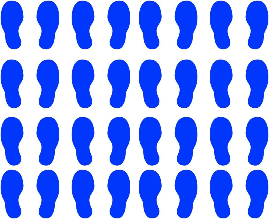 VWAQ Shoe Print Footprint Vinyl Decals - Peel and Stick Floor or Wall Stickers - 32 PCS (Sky Blue)