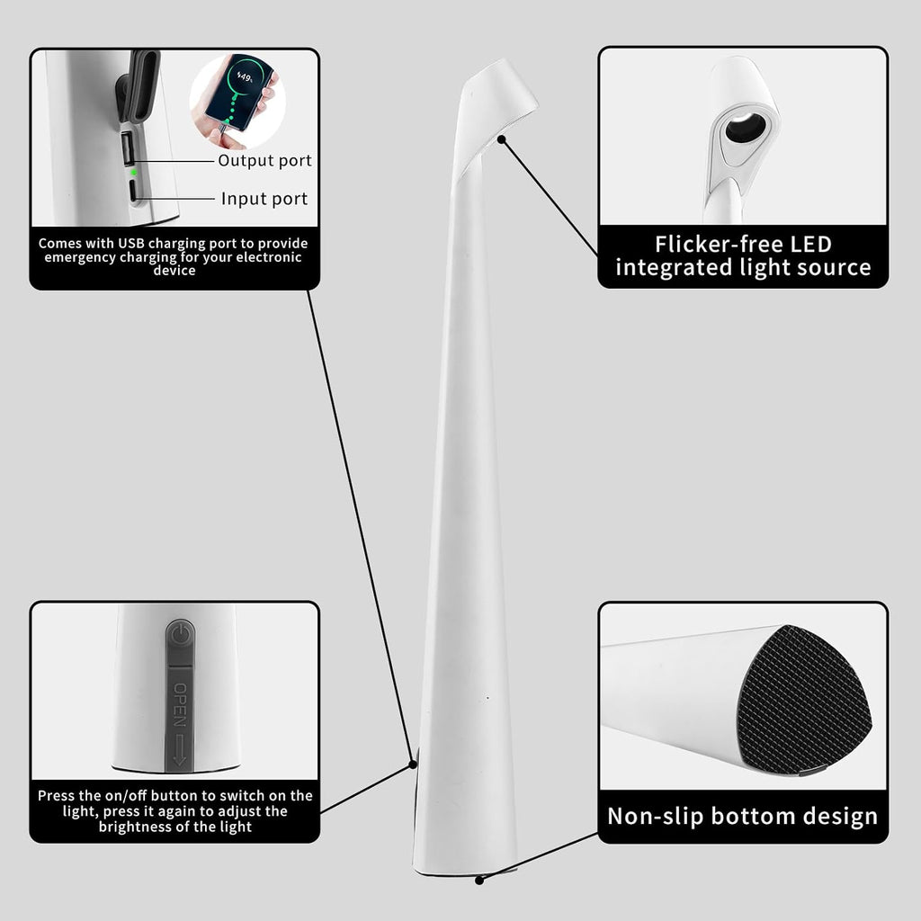 HAPYGI Cordless Rechargeable Reading Metal Table Lamp, 3-Level Brightness