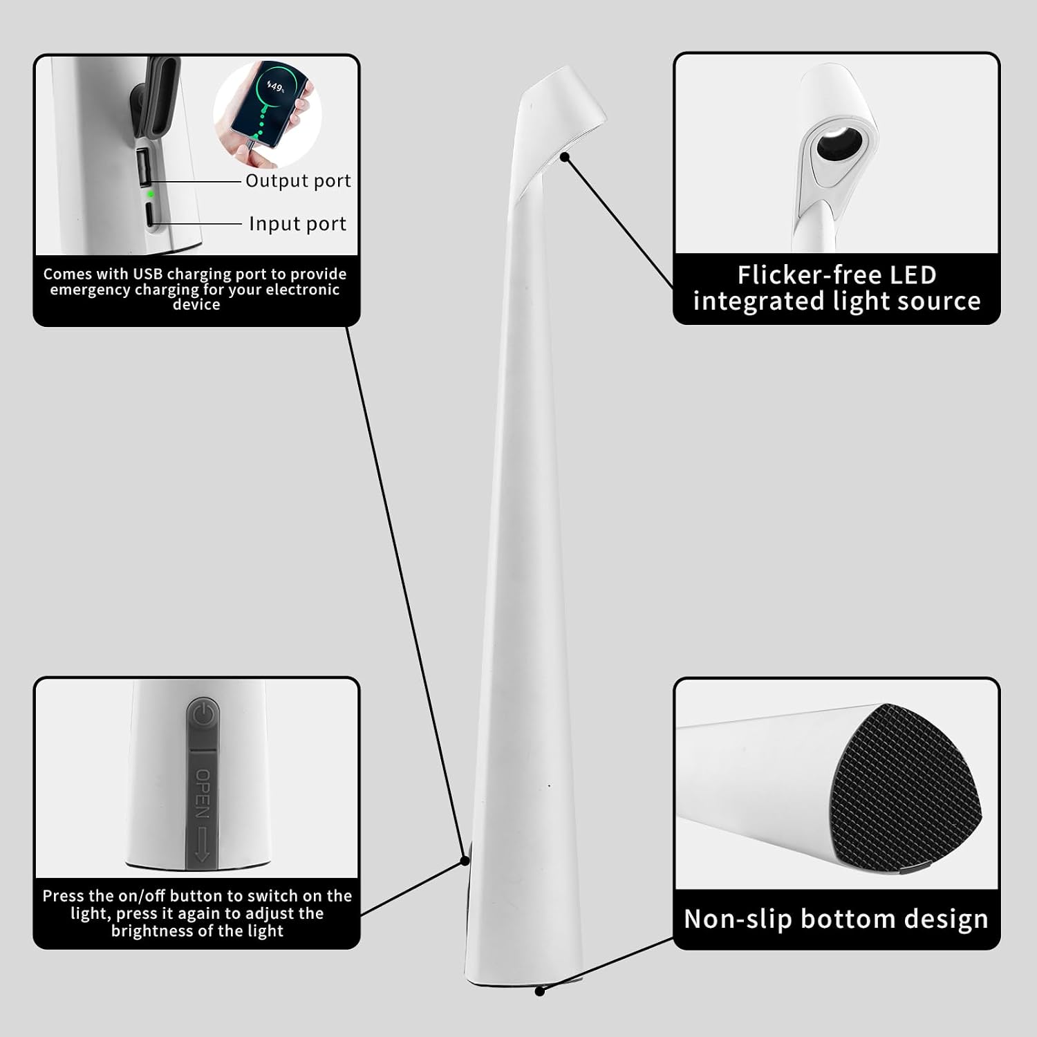 HAPYGI Cordless Rechargeable Reading Metal Table Lamp, 3-Level Brightness