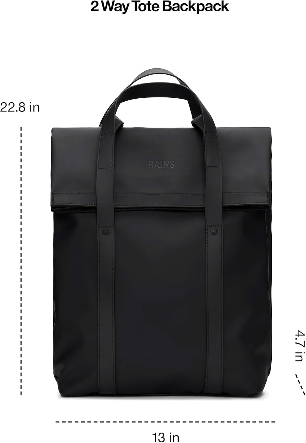 RAINS 2 Way Tote Backpack - Waterproof Convertible Laptop Bag, 4 Gallon