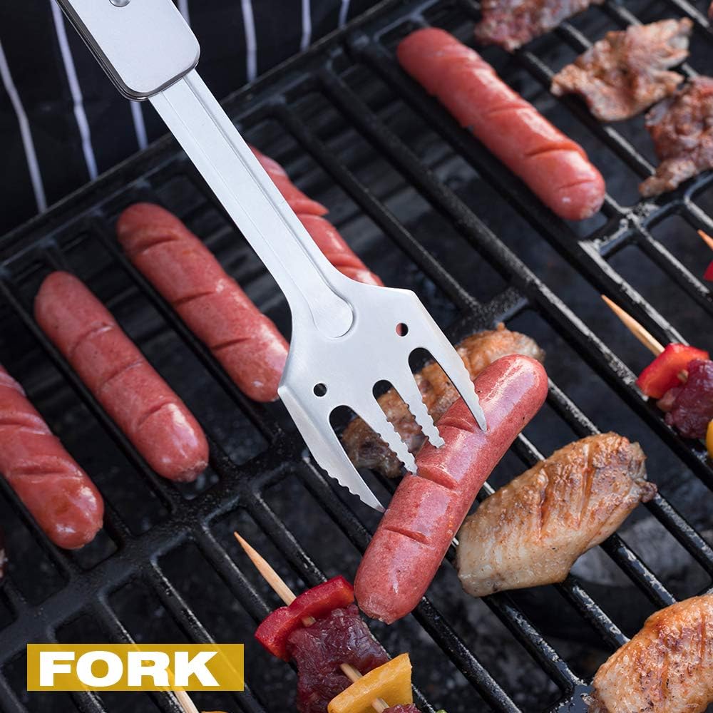 ROXON 4 in 1 Mini Folding BBQ Barbecue Combo Tool (Grey)